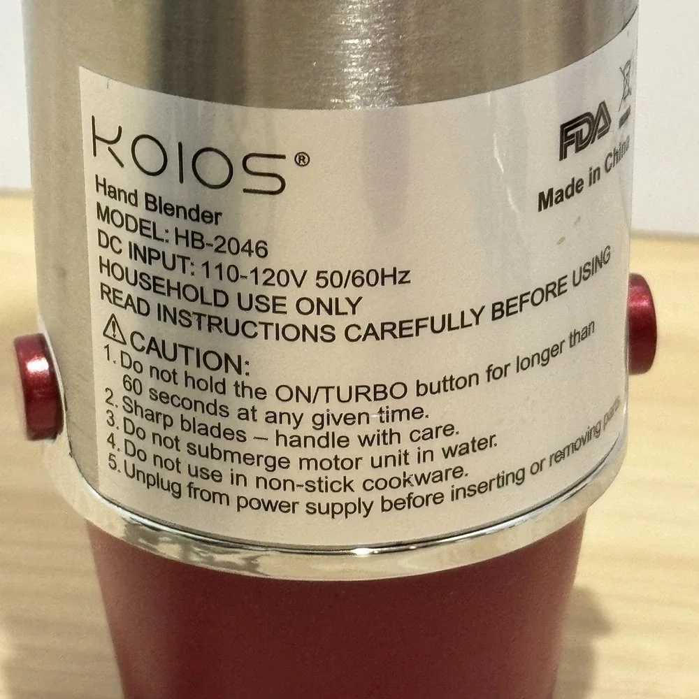KOIOS 800W 4-in-1 Multifunctional Hand Immersion Blender 12 Speed Red HB-2046 - Picture 6 of 11